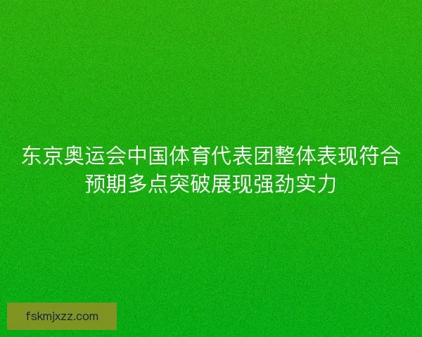 东京奥运会中国体育代表团整体表现符合预期多点突破展现强劲实力